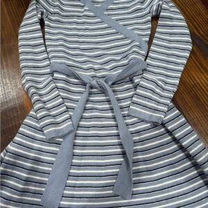 Abercrombie Kids Blue and White A-Line Dress with Tie Front